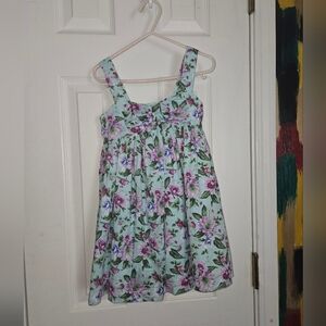 Janie & Jack Girls Aqua Purple Floral Strappy Spring Dress Size 4